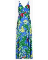 FARM Rio - Lace-Up Printed Woven Maxi Dress - Lyst