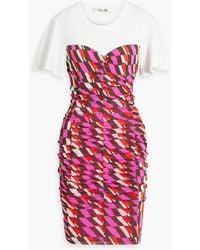 Diane von Furstenberg - Annalise bedrucktes minikleid aus stretch-mesh mit raffungen - Lyst