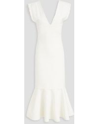 Victoria Beckham - Fluted Pointelle-knit Midi Dress - Lyst