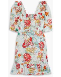 RIXO London - Camile Ruffled Printed Cotton And Linen-blend Voile Mini Dress - Lyst