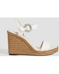 Jimmy Choo - Mirabelle 110 Leather Espadrille Wedge Sandals - Lyst