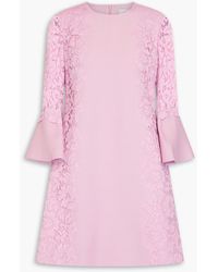 Valentino Garavani - Corded Lace And Cotton-blend Crepe Mini Dress - Lyst