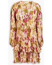 byTiMo - Shirred Floral-print Crepe Mini Dress - Lyst