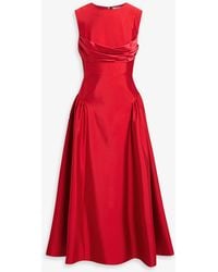 Rachel Gilbert - Sawyer Satin-Trimmed Wool And Silk-Blend Midi Dress - Lyst