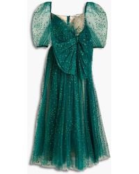RED Valentino - Bow-embellished Glittered Tulle Midi Dress - Lyst