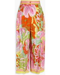 Dolce & Gabbana - Bedruckte cropped hose mit weitem bein aus crêpe de chine aus einer seidenmischung - Lyst