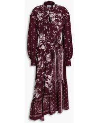 Erdem - Asymmetric Printed Silk Crepe De Chine Midi Dress - Lyst