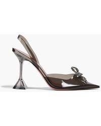 AMINA MUADDI - Rosie Crystal-Embellished Bow-Detailed Pvc Slingback Pumps - Lyst