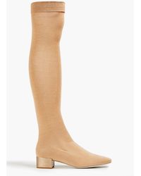 Rene Caovilla - Grace oberschenkelhohe sock boots aus stretch-strick mit kristallverzierung - Lyst