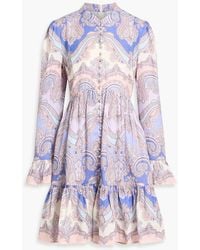 Zimmermann - Minikleid aus leinen mit paisley-print und rüschen - Lyst