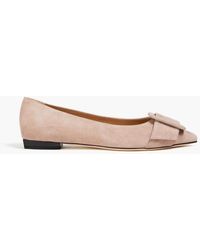 Sergio Rossi - Sr Milano Embellished Suede Point-toe Flats - Lyst