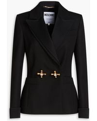 Moschino - Double-breasted Satin-trimmed Wool-twill Blazer - Lyst