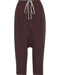 Rick Owens - Astaires Cropped Crepe De Chine Track Pants - Lyst