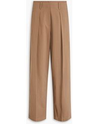 Brunello Cucinelli - Pleated Wool And Cotton-blend Twill Wide-leg Pants - Lyst