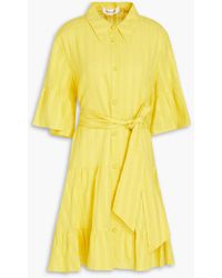 Diane von Furstenberg - Beata Tiered Cotton-jacquard Mini Shirt Dress - Lyst