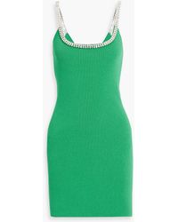 Rabanne - Crystal-embellished Ribbed-knit Mini Dress - Lyst