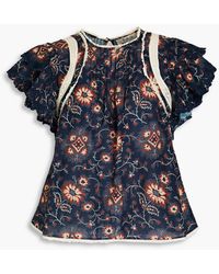 Sea - Robina Crochet-trimmed Floral-print Cotton Top - Lyst
