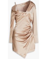 Nicholas - Eliana Cold-shoulder Ruched Silk-satin Mini Dress - Lyst