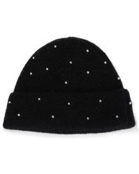 Sandro Faux Pearl-embellished Knitted Beanie Black