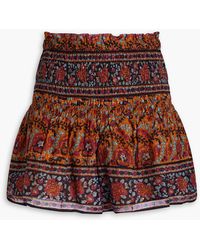 Sea - Shirred Floral-print Cotton Shorts - Lyst