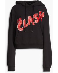 R13 - Clash Cropped Printed French Cotton-blend Terry Hoodie - Lyst