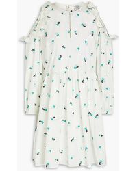 Baum und Pferdgarten - Austin Cold-shoulder Floral-print Organic Cotton-poplin Mini Dress - Lyst