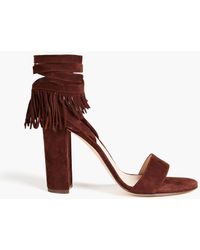 Gianvito Rossi - Ricca Fringed Suede Sandals - Lyst