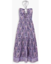 Isabel Marant - Birona neckholder-midikleid aus einer baumwoll-seidenmischung mit paisley-print und cut-outs - Lyst