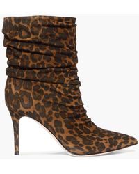Gianvito Rossi - Cecile 85 Leopard-print Suede Ankle Boots - Lyst