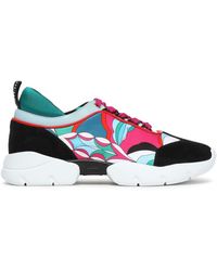 Emilio Pucci Printed Neoprene, Suede And Patent-leather Sneakers Mint - Multicolour