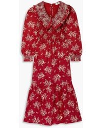 Sea - Alessia Ruffled Shir Floral-print Cotton Midi Dress - Lyst