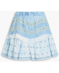 LoveShackFancy - Felice Tie-dyed Embroidered Cotton Mini Skirt - Lyst