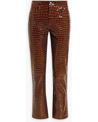 Muubaa - Glossed Croc-effect Leather Straight-leg Pants - Lyst