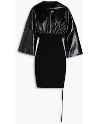 Rick Owens - Gathered Knit-paneled Faux Leather Mini Dress - Lyst