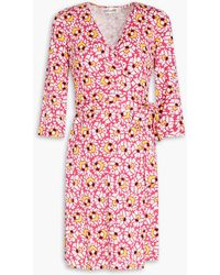 Diane von Furstenberg - Julian Printed Silk-jersey Mini Wrap Dress - Lyst