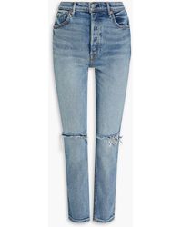 GRLFRND - Karolina hoch sitzende jeans mit schmalem bein in distressed-optik - Lyst