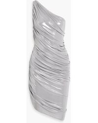 Norma Kamali - Diana One-shoulder Ruched Lamé Dress - Lyst
