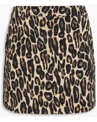 Theory - Leopard-Print Wool-Blend Twill Mini Skirt - Lyst