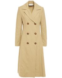 Mansur Gavriel Sur Gavriel Double-breasted Linen And Cotton-blend Canvas Coat Sage Green - Multicolour