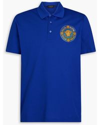 Versace - Embellished Cotton-piqué Polo Shirt - Lyst