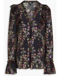 PAIGE - Tuscany Ruffled Floral-Print Silk-Crepon Blouse - Lyst