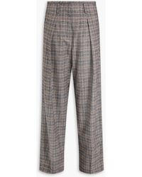 Brunello Cucinelli - Prince Of Wales Checked Wool And Cashmere-blend Tweed Wide-leg Pants - Lyst