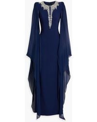 Jenny Packham - Embellished Draped Silk-chiffon And Crepe Gown - Lyst
