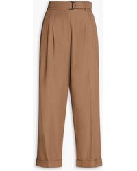 Brunello Cucinelli - Cropped Wool And Cotton-blend Twill Straight-leg Pants - Lyst