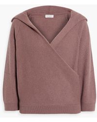 Brunello Cucinelli - Wrap-effect Ribbed Cashmere Hooded Sweater - Lyst