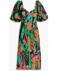 FARM Rio - Ruffled Printed Cotton-Blend Midi Dress - Lyst
