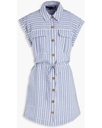 Veronica Beard - Cris Striped Cotton-blend Seersucker Mini Shirt Dress - Lyst