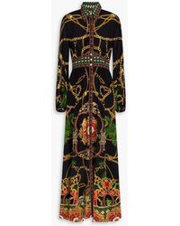 CAMILLA - Crystal-Embellished Printed Silk Crepe De Chine Maxi Dress - Lyst