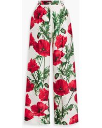 Dolce & Gabbana - Floral-print Silk-blend Twill Wide-leg Pants - Lyst
