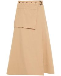 Lee Mathews Kei Button-detailed Cotton-poplin Midi Wrap Skirt - Natural